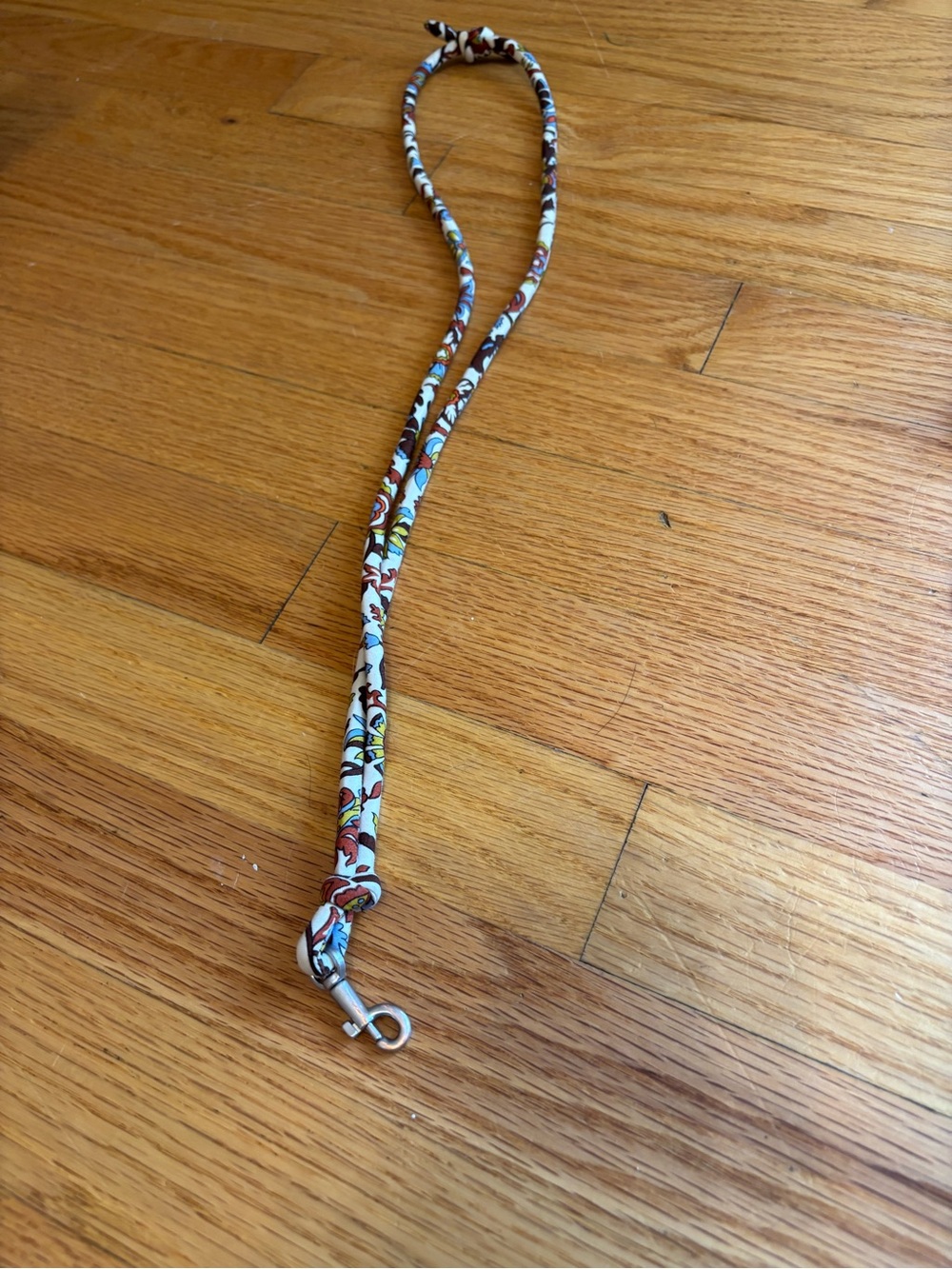 Vera Bradley Floral Print Lanyard with Silver Clip - Blue, Brown & Cream